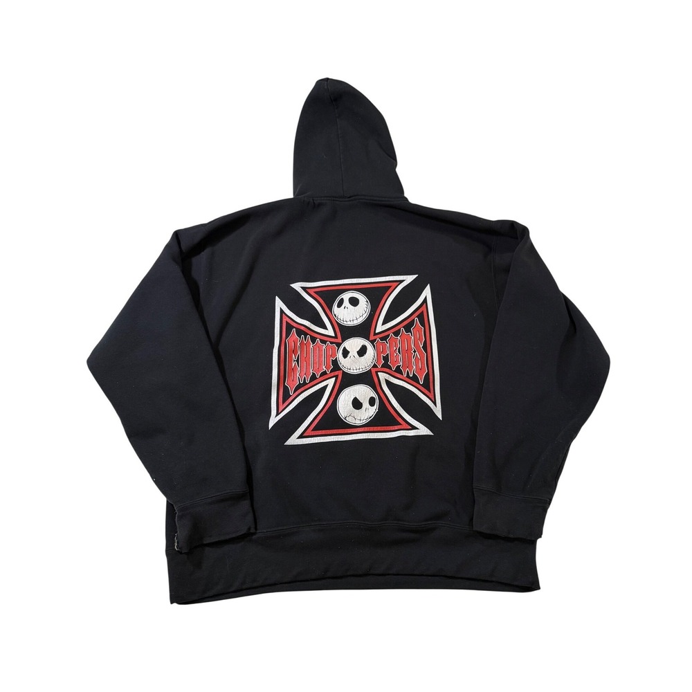 Choppers Jack Skellington Hoodie XL Black Biker Disney Goth Grunge West Coast